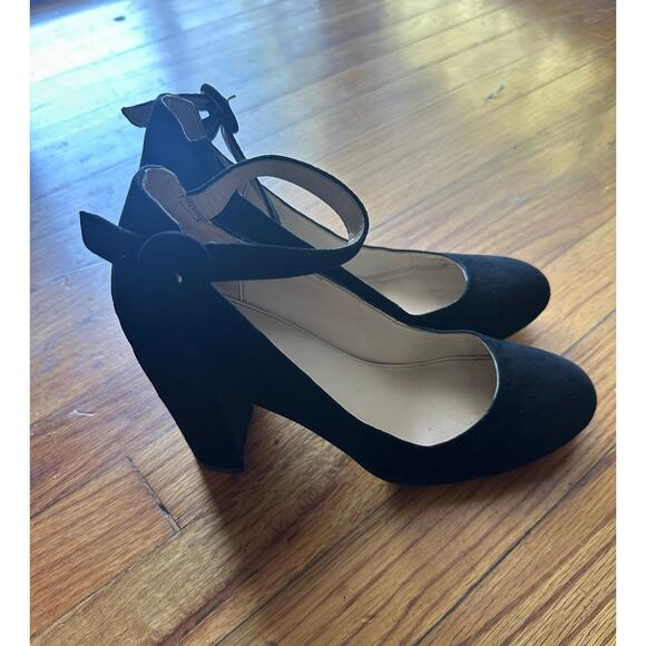Marc Fisher Black Suede Leather Heels – 3.5" Ankle Strap - Picture 2 of 10